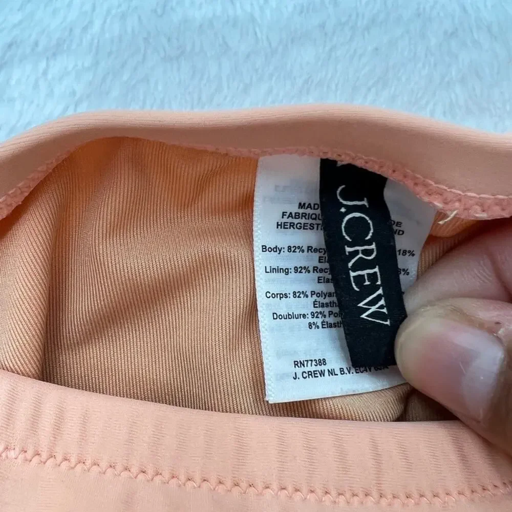 J.Crew‎ Ruched Bandeau One Piece Swimsuit Peach Orange Women's 4